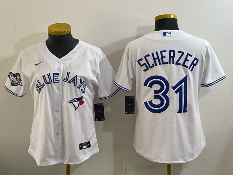 Women 2026 Nike Toronto Blue Jays #31 Scherzer White Game MLB Jersey 06